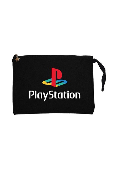 Playstation Logo White Siyah Clutch Astarlı Cüzdan / El Çantası