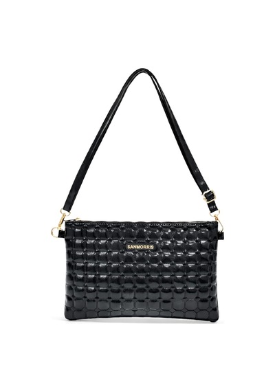 Sanmorris Kadın Suni Deri Ayarlanabilir Çapraz Ve El Askılı Portföy, Clutch Çanta S-1424 Siyah - Siyah
