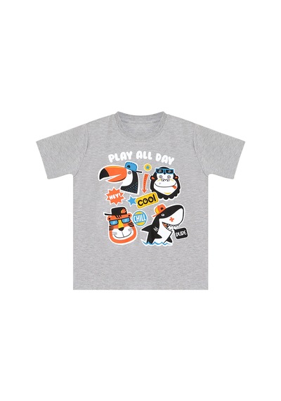 Cool Animals Siyah Erkek Çocuk Yazlık T-shirt Kapri Şort Takım