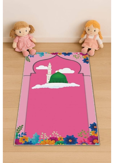 Fuşya Cami Temalı Kız Çocuk Seccadesi Cs18n11