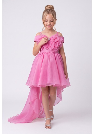 Mnk Baby & Kids Kız Çocuk Kuyruklu Kristal Limni Abiye Elbise M00856 Pembe