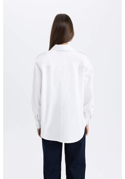 DeFacto Relax Fit Poplin Uzun Kollu Tesettür Gömlek Tunik C2145AX24SPWT34