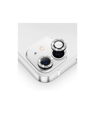 Apple Uyumlu iPhone 11 Taşlı Tasarım Cam Kamera Lens Koruyucu - Siyah