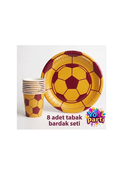 Gs Uyumlu Baskılı Tabak Bardak 8 Li Set Parti Malzemeleri Kırmızı Tüm Yaşlar