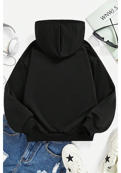 Uyguntarz Çocuk Kafadar Ayılar Baskılı Sweatshirt Siyahsarı