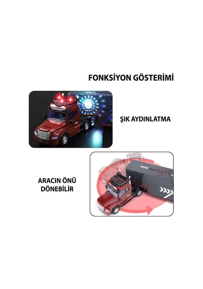 4 Fonksiyon Uzaktan Kumandalı Gerçekci Işık Adyınlatmalı Dev 77cm 2.4ghz Dorseli Oyuncak Tır Çok Renkli
