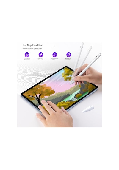 Apple Pencil Uyumlu Yedek Uç Seti, 6'lı Stylus Kalem Ucu, 1. Ve 2. Nesil, Usb-c Ve Pro, İpad Kalem Ucu Belirtilmemiş