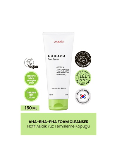 Yeppda Hafif Asidik Akneli Ciltler İçin Yüz Temizleme Köpüğü Yeppda AHA BHA PHA Foam Cleanser 150 ML