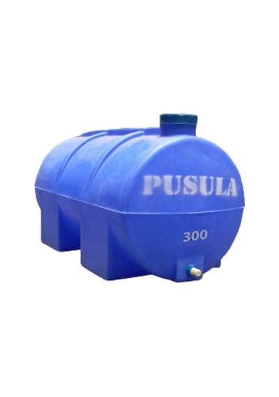 Pusula Su Depoları Polietilen 300 LT Mavi Yatay Su Deposu / Vanalı