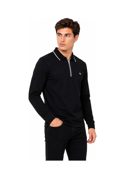 Advante Erkek Mevsimlik Spor Polo Yaka Fermuarlı Sweatshırt Bgl-st05468 Siyah