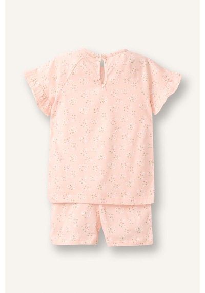 Defacto Çiçekli 2li Dokuma Somon Pijama Kız Bebek H5506a526smpn437 Pembe-pn437