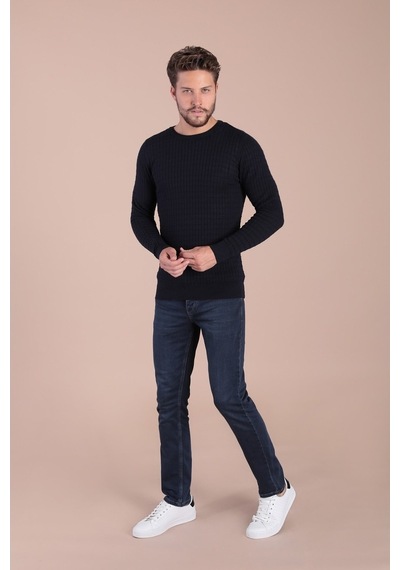 Ferraro Bisiklet Yaka Superfine Yün Kazak - Lacivert Lacivert (490433297) Lacivert