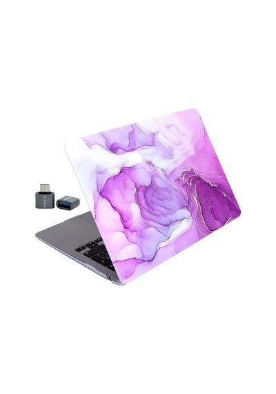 Macbook Pro 13 Mermer Desenli Kılıf A1706 A1708 A1989 A2159 A2251 A2289 A2338 M1 M2 Uyumlu Baskılı Kristal Sert Kılıf Koruyucu Kapak Açık Lila