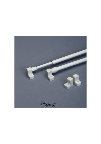 40 - 60 Cm Ayarlanabilir Briz Çubuğu 2 Adet Alüminyum Perde Borusu 4 Adet Başlık 40-60 Cm Beyaz