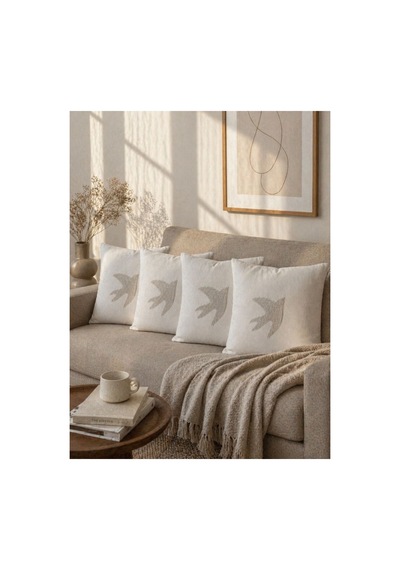 Punch Nakışlı Kırlent Kılıfı 45x45 Cm Kırlangıç Home Çapa Çiçek Desenli Beyaz-beyaz-kırlangıç