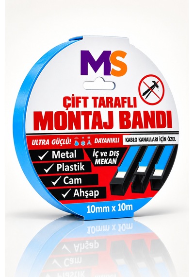 Ultra Güçlü 10 Mm X 10 Mt Çift Taraflı Köpük Montaj Bandı Metal Plastik Cam Ahşap Bantı Bantları