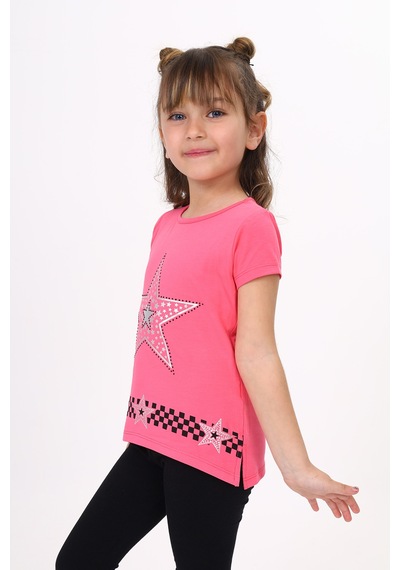 Toontoy Kids Toontoy Kız Çocuk T-shirt Yıldız Baskı Fuşya