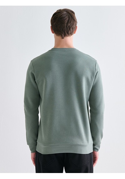 Lcwaıkıkı Basic Yeşil Bisiklet Yaka Erkek Kalın Sweatshirt