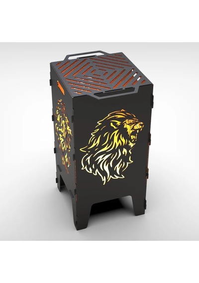 Aslan Desenli Dekoratif Mangal Portatif Ateş Çukuru