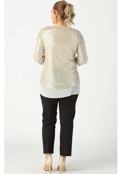 Moda Berray 28034 Payet Büyük Beden Bluz Bej Bej