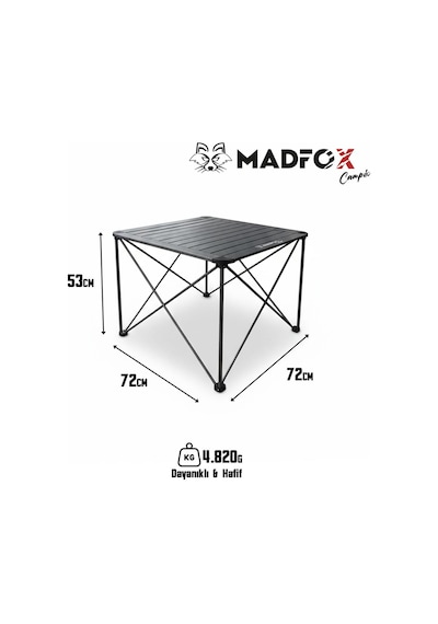 Madfox Campix Katlanır Kamp Masası Büyük Gri