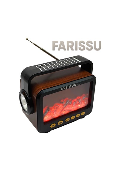 Everton Rt-734 Retro Tasarımlı Şömine Efektli Solar El Fenerli Bluetooth Hoparlör & Fm Radyo Yedek Pili