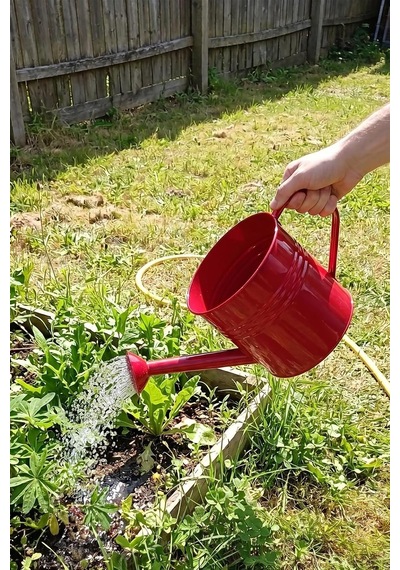 Tr Laura 5 Litre Metal Çiçek Bahçe Sulama Kabı - Modern Dekoratif Çok Amaçlı Sulak Kırmızı