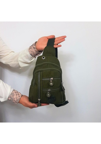 Fiyra Bb1 Haki Renk Krinkıl Kumaş Beş Bölmeli Body Bag Bayan Çanta Haki