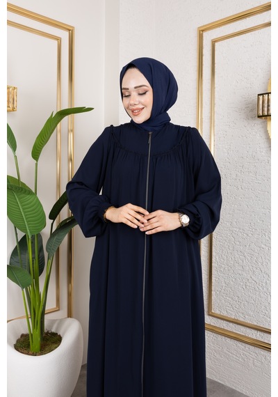 Nevayla Moda Ön Ve Arka Robalı Ferace - Lacivert / F0142 Lacivert