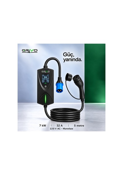 7 Kw 32a Taşınabilir Elektrikli Araç Şarj Cihazı Type 2 5 Metre Kablo Ip67 2 Yıl  - 938842549