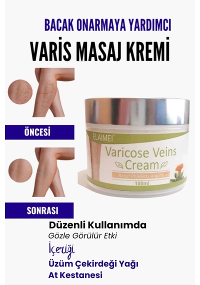 Var.is Bölgesi Için Bacak Onarmaya Yardımcı Ve Besleyici Varicose Masaj Kremi 100 Ml