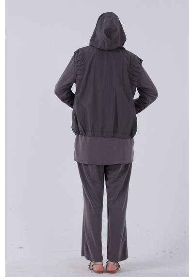 Feminist Gri İçi Tunikli Yelek Pantolon 3'lü Takım 4701618