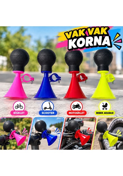 Bisiklet Kornası Vak Vak Korna Gidon Montajlı Kauçuk Pompalı Renkli Çok Renkli