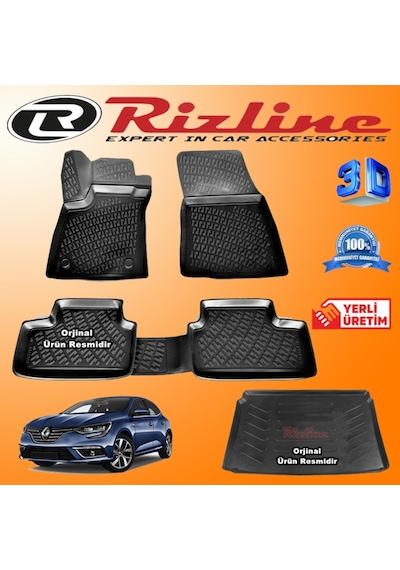 Megane 4 Hb 3D Paspas + 3D Bagaj Havuzu 2016 Sonrası Set Rizline N11.4286