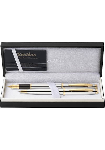 Scrikss Takım Kalem Dolma+tükenmez Gold Krom 39 Çok Renkli