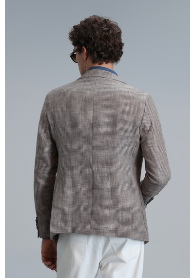 Lufian Luta Spor Erkek Blazer Ceket Slim Fit Kahverengi Kahverengi 111140166100112 Kahverengi