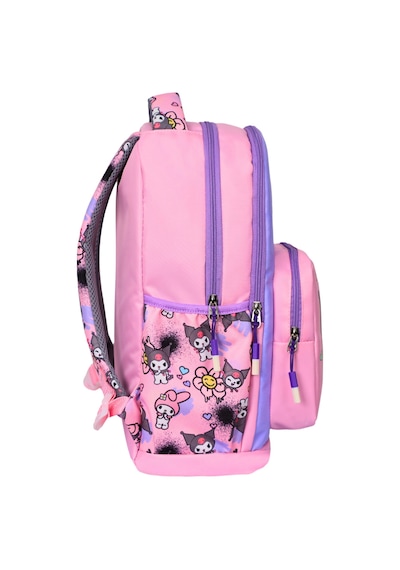 3 Lü İlkokul Kuromi Melody Baskılı Pembe, Kız Çocuk Beslenmeli Ve Kalemlikli Okul Çantası Pembe