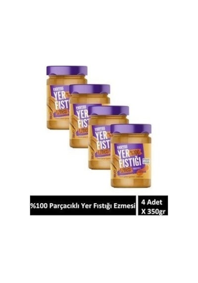 Katkısız Yer Fıstığı Ezmesi Fıstık Ilave Şeker Içermeyen 4 Adet X 350 Gr