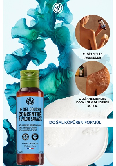 Yves Rocher Konsantre Duş Jeli - Nemlendirici Serinletici Okyanus Esintisi -sls,sles İçermez,vegan-100ml Diğer