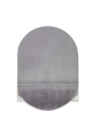 Comfort Oval Overloklu Peluş Halı Gri Gri Overloklu Oval