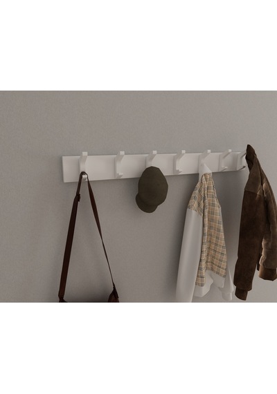 Hepsi3boyutlu Modern Duvar & Kapı Kanca Askılık - 7 Adet Beyaz Kanca Askılık - Model No : 2 Beyaz