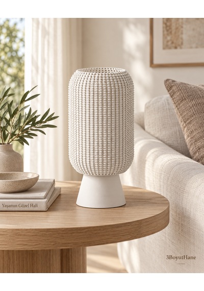 Modern Dekoratif Masa Lambası Salon Ve Yatak Odası İçin Abajur, 10 Renk Seçeneği, E14 Led Uyumlu Beyaz