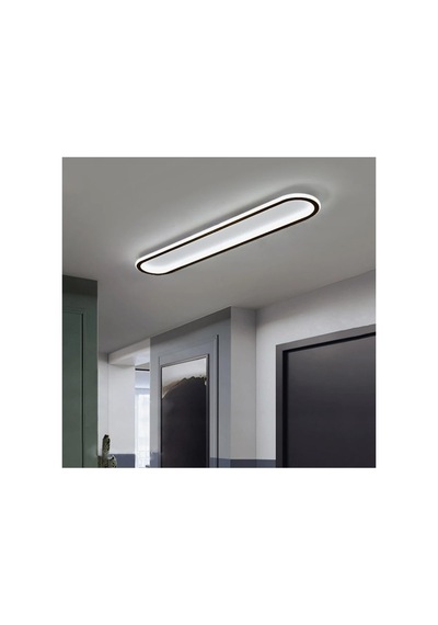 Antrasit 80x16cm Oval Avize 6500k Soğuk Beyaz Led Tavan Lambası