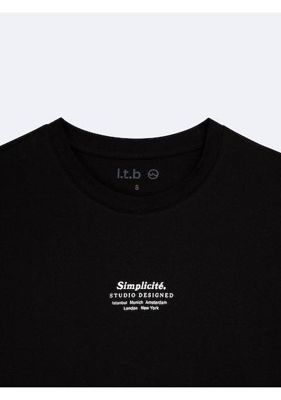 LTB Minimal Baskılı Relaxed Siyah T-shırt