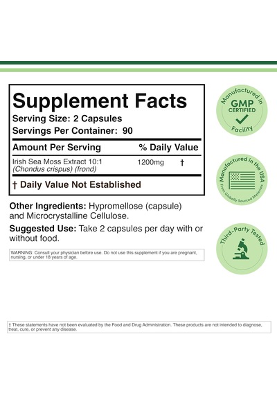 Double Wood Irish Sea Moss High İn Minerals 180 Caps Aromasız