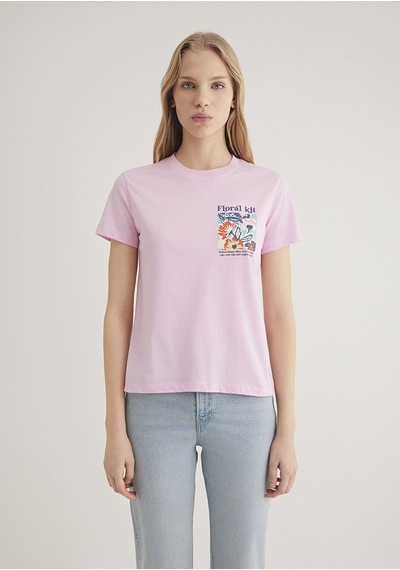 Mavi - Çiçek Baskılı Pembe Tişört 1612956-71117 Pembe