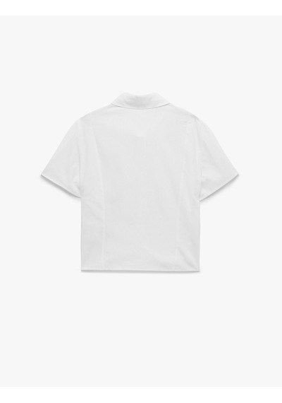 Koton Pamuklu Düğmeli Klasik Yaka Slim Fit Kısa Kollu Gömlek Beyaz 6sak60432uw