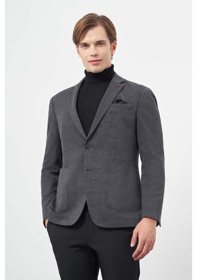 İmza Lacivert Örme Mono Yaka 6 Drop Slim Fit Ceket 1002245152 Lacivert