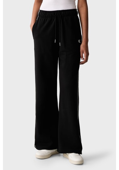 Calvin Klein Logolu Pamuklu Yüksek Bel Bol Paça Pantolon Lv047h258gub1 Kadın Pantolon Lv047h258g Ub1 Siyah