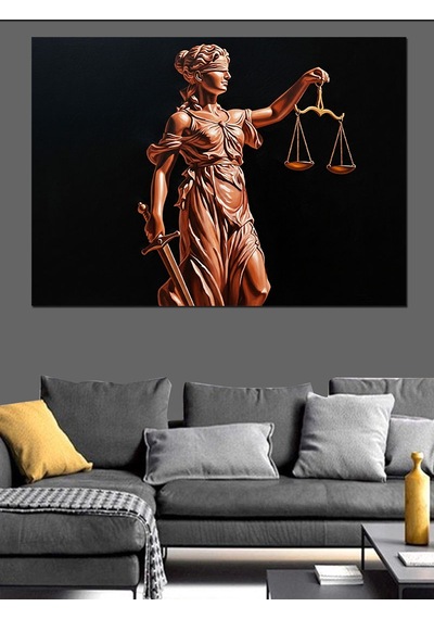 Adalet Heykeli Terazisi Sanat Dekoratif Kanvas - Mdf Ahşap Tablo